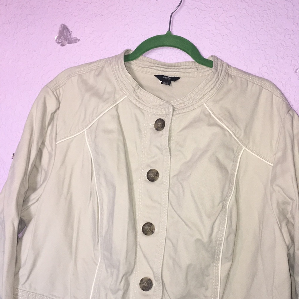 Plus Size Tan Button Cropped Jacket - image 4